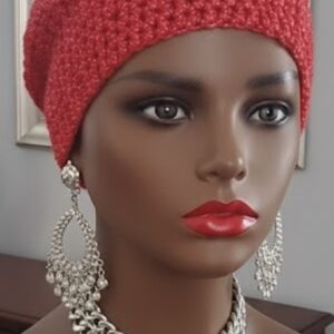 Elegant Red Crochet Headwrap